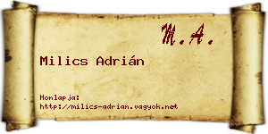 Milics Adrián névjegykártya