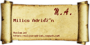 Milics Adrián névjegykártya