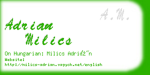 adrian milics business card